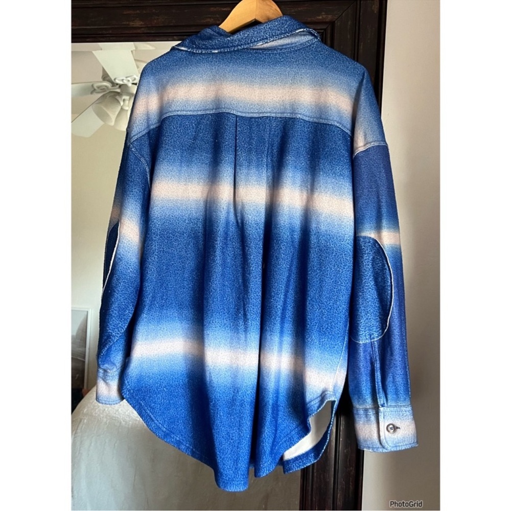 Free People Blue Ombre Ruby Button-Up Shacket - Size M - Picture 4 of 4